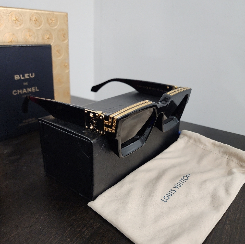 Louis Vuitton Black Sunglasses with Gold Details
